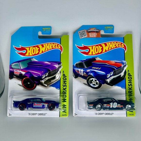 Hot Wheels Chevy Lot Of 2x -‘70 Chevy Chevelle SS Navy Blue & Purple Summit #243